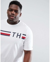 Tommy Hilfiger Plus Striped Logo Print T Shirt In White