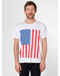 American Apparel Us Flag Print Power Washed Tee