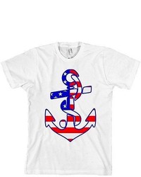 American Apparel Usa Flag Anchor T Shirt Nautical Sailing Tee Delta Gamma New
