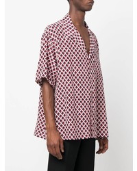 Valentino Abstract Pattern Silk Bowling Shirt