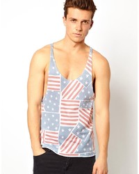 Asos Tank With Stars And Stripes Print And Racer Back