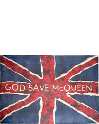 Alexander McQueen Navy Red God Save Mcqueen Scarf