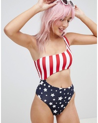 Pull&Bear Swimsuit With American Flag In Multi