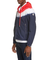 White and Red and Navy Tie-Dye Windbreaker