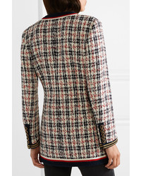 Gucci Grosgrain Trimmed Metallic Tweed Jacket