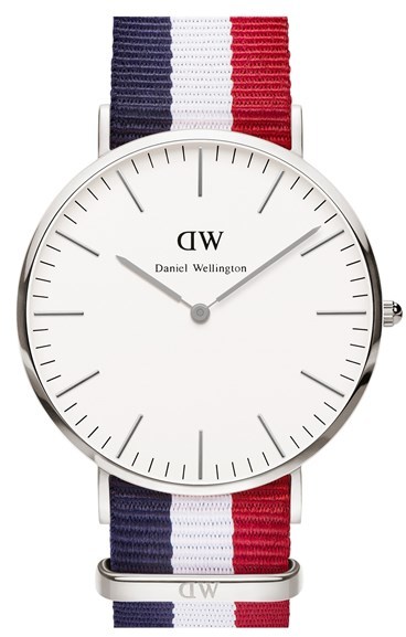 Daniel Wellington Classic Nato Strap Watch 40mm Red White Blue Rose Gold, | Nordstrom | Lookastic