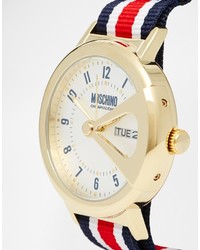 Moschino Up To Date Canvas Stripe Multi Strap Watch