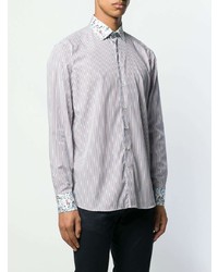 Etro Floral Trimmed Striped Shirt