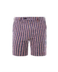 White and Red and Navy Vertical Striped Shorts