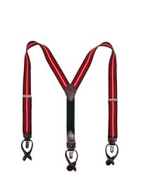 Tommy Hilfiger Grosgrain Ribbon Striped 1375 Inch Convertible Clip And Button End Suspender Red One Size