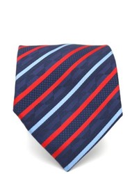 White and Red and Navy Vertical Striped Tie