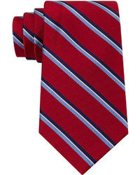 White and Red and Navy Vertical Striped Tie