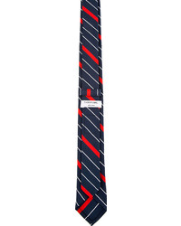 Thom Browne Navy Red Striped Tie