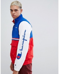 Champion Overhead Jacket With Logo Sleeve Print In Red