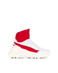 White and Red Athletic Shoes