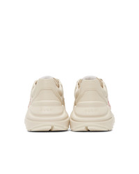 Gucci Beige Disc Print Rython Sneakers