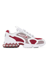 Nike Red And White Air Zoom Spiridon Cage 2 Sneakers