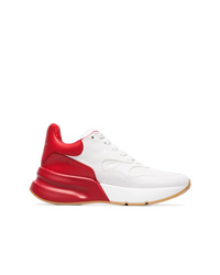 Alexander McQueen Red And White Contrast Leather Sneakers