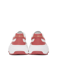 Dolce And Gabbana White And Pink Daymaster Sneakers