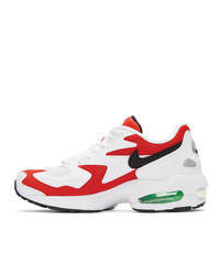 Nike White And Red Air Max 2 Light Sneakers