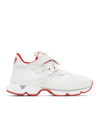 Christian Louboutin White And Red Runner Flat Sneakers