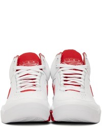 Nike White Red Air Flight Lite Mid Sneakers