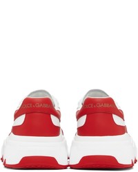 Dolce & Gabbana White Red Daymaster Low Top Sneakers
