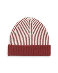 Nordstrom Wool Cashmere Plaited Beanie In Burgundy Combo At