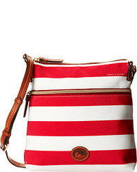 White and Red Canvas Crossbody Bag