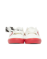 Off-White And Red Vulcanized Low Sneakers