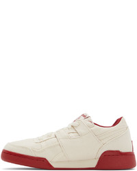 Reebok Classics Off White Red Workout Plus Low Top Sneakers