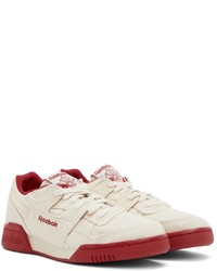 Reebok Classics Off White Red Workout Plus Low Top Sneakers
