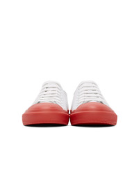 Burberry Red And White Larkhall M Logo Sneakers