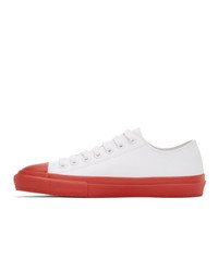 Burberry Red And White Larkhall M Logo Sneakers