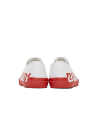 Burberry Red And White Larkhall M Logo Sneakers