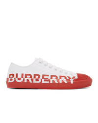Burberry Red And White Larkhall M Logo Sneakers