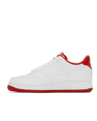 Nike White And Red Air Force 1 07 Sneakers