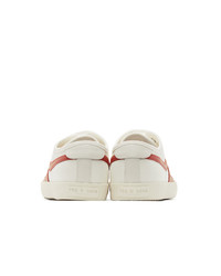 Rag and Bone White And Red Canvas Court Sneakers
