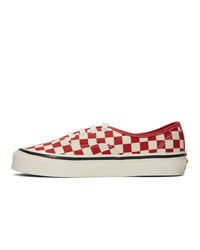 Vans White And Red Check Authentic 44 Dx Sneakers