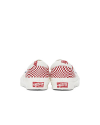Vans Red And Off White Check Og Classic Slip On Lx Sneakers