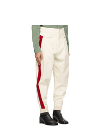 Maison Margiela Off White And Red Stripe Trousers