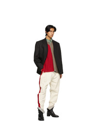 Maison Margiela Off White And Red Stripe Trousers