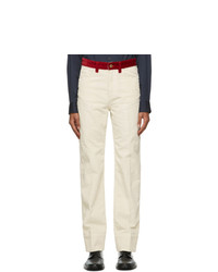 White and Red Corduroy Jeans