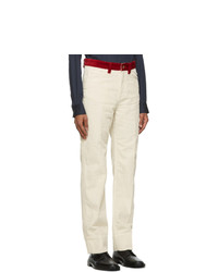 Wales Bonner Off White And Red Corduroy Jeans