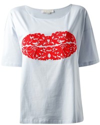 White and Red Crew-neck T-shirt