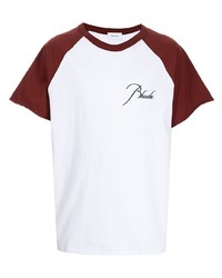 Rhude Logo Print Two Tone Cotton T Shirt