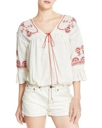 Free People Chiquita Embroidered Peasant Top