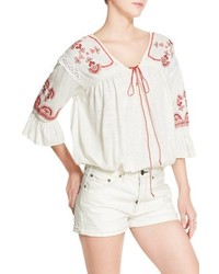 Free People Chiquita Embroidered Peasant Top