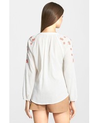 LAmade Embroidered Cotton Gauze Peasant Blouse