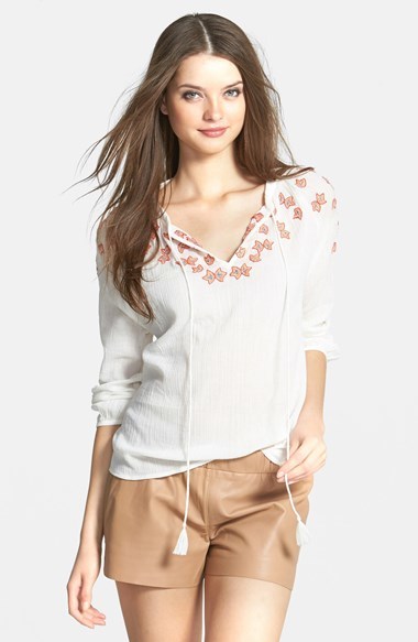 white gauze peasant blouse